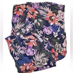 a.n.a A new Approach Women's Floral Mid-Rise Elastic Waist Wide Leg Crop Pants
